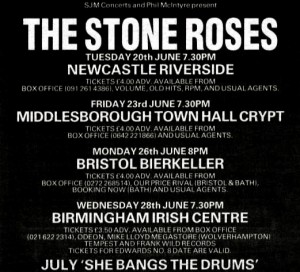 The Stone Roses summer 1989 tour advert